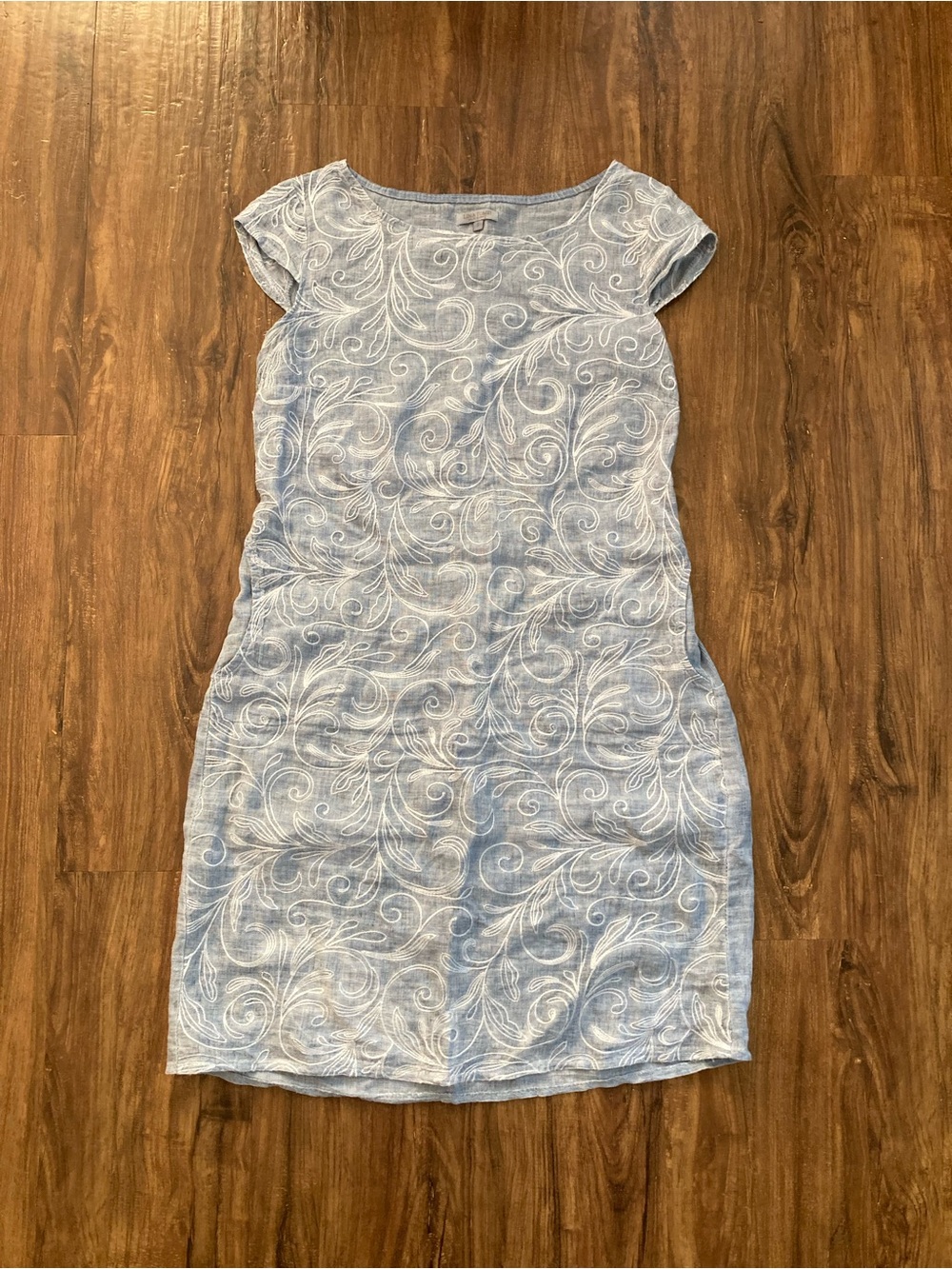 Lina Tomei Linen Dress Cap Sleeve Embroidered Design Women’s Size Small Boho